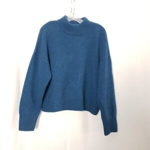 Naadam Womens Teal Blue 100% Cashmere Mock Neck  Sweater Size Small